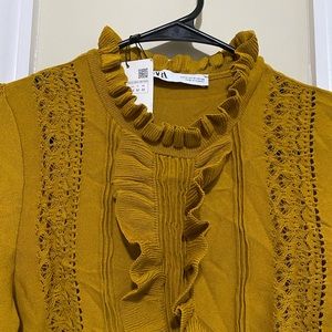 Zara Mustard Ruffled Women's Top